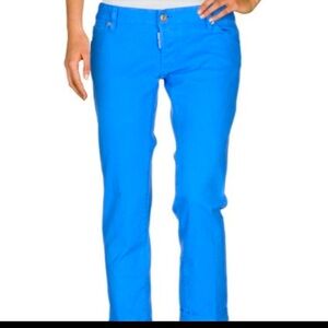 Dsquared2 Aqua Blue Denim Skinny Low Rise Jeans